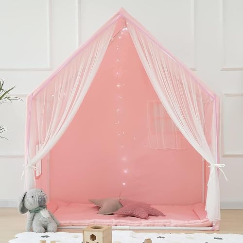 Kids Play Tent,Large Playhouse Tent Indoor, Play House Kids Tent Castle Tent for Girls Boys, Play Cottage (pink)