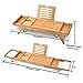 Sugarwood Home Multi-functional Bath & Bed Tray - Bamboo Bathtub Caddy with Wine & Book Holder, Laptop Stand, Foldable & Extendable