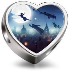 Qmalls Peter Pan Heart Shape Charm Custom Bracelets, Necklaces and DIY Jewelry Pendant
