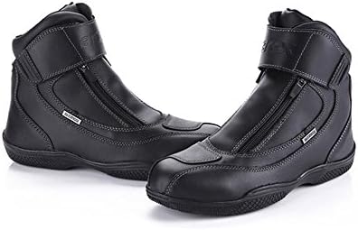 Genuine Cow Leather Motorcycle Boots Waterproof Anti-skid Moto Racing Boots Motorbike Touring Riding Shoes (size 11)