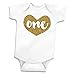 Bump and Beyond Designs Baby Girls First Birthday Outfit for One Year Old - One Gold Glitter Heart Shirt (12-18 Months)