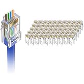 VCE UL Listed RJ45 Connectors Pass Through Cat6 50-Pack, Ethernet Crimp Modular Plug for Cat6/Cat5/Cat5e UTP Solid & Stranded