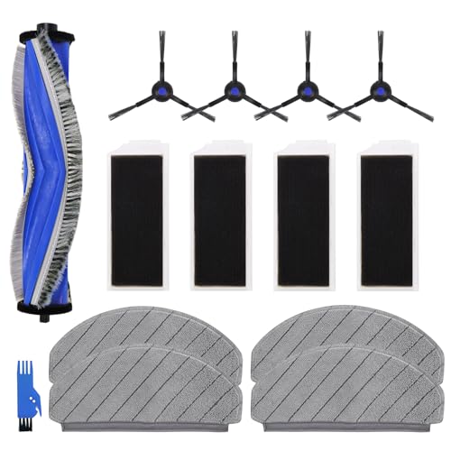 N20 Compatible Replacement Accessories for ECOVACS DEEBOT N20, N20 Plus, N20 Pro Plus Robot Vacuum Cleaner, 1 Main Brush, 4 Filters, 4 Side Brushes, 4 Cleaning Cloths