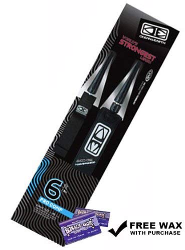 Ocean & Earth One Piece Surfboard Leash Pro Comp 6' (Black, Tropical Wax)
