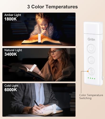 Lampe de Lecture Rechargeable, Liseuse Lampe Clip au Lit 43g Légère