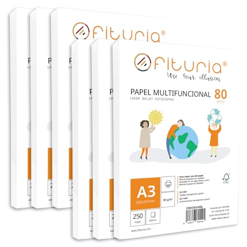A3 80g 1500 White Paper Pack - Multifunction Paper for School and Work Use Ideal with Laser, Injection or Copier Printers - Ofituria (1500 Sheets)