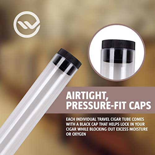 VeeBoost Cigar Tubes w/Pressure Fit Caps, Home Organizer, Personal Cigar Case, Travel Storage Containers | Clear, BPA-Free Acrylic | Reusable, Eco-Friendly (100)