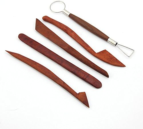 5PCS 8 Inches Rosewood Wooden Professional Pottery Clay Molding Sculpture Shaping Knives Tools