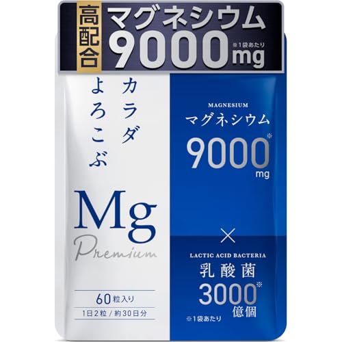 health＋ マグネシウムサプリ 高濃度 マグネシウム 9000mg 乳酸菌 配合 60粒 30日分