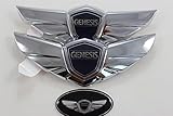 3pcs Hyundai Genesis Sedan Emblem Kit Hood Trunk Steering Wheel
