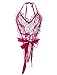 Amilia Halter Lace Deep V Neck Naughty Maid Strappy Bodysuit Sexy Lingerie