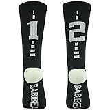 BABIBEAN Knee High Football/Basketball Crew Socks For Kids Black/White 4-8 Age