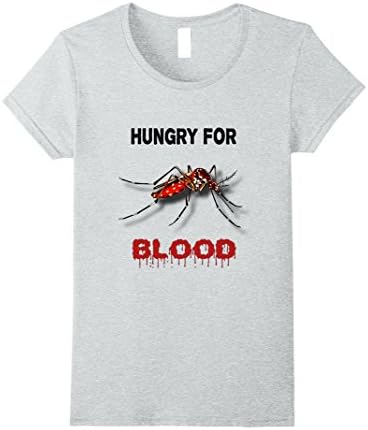 Womens Cool Red Black Funny Mosquito Drawing T-Shirt Large Heather Grey