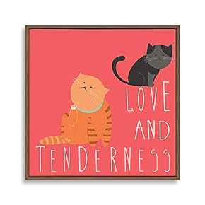 Framed Canvas Wall Art for Living Room, Bedroom Cute Cartoon Cats Canvas Prints for Home Decoration Ready to Hanging - 16x16 inches