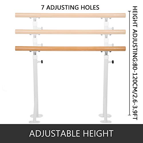 Popsport Ballet Barre Free Standing Balance Barre Ballet Barre Wood Freestanding Stretch Dance Bar (5FT,White Single)