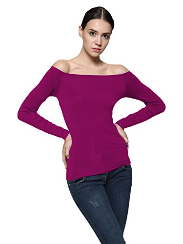Maggie Tang Fitted Off Shoulder Long Sleeve Blouse Top Size 2XL Color Purple