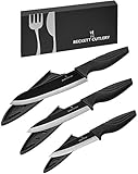 Beckett Cutlery Ceramic Knife Set with Sheaths, Mirror Finish Blades and Box (Set of 3)
