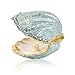 MICG Vintage Pearl Mussel Hinged Trinket Box Wedding Ring Holder Metal Seashell Figurine (White Inside 1pcs)