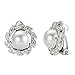 Yoursfs Pearl Earrings,Flower Cocktail Wedding Clip On Earrings,Women 18k White GP Fashion Jewelry,CZ Dainty Earrings Gift