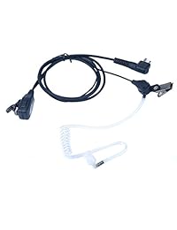 KEYBLU Auriculares de seguridad transparentes de estilo FBI Auriculares con micrófono PTT Kit de vigilancia de 2 pines para Motorola CP200 GP300 PR400 RDM2070d Radio de 2 vías
