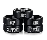 Stainless Steel League of Legends LOL Rings,Top Jungle Adc Mid Support Engraved,Black
