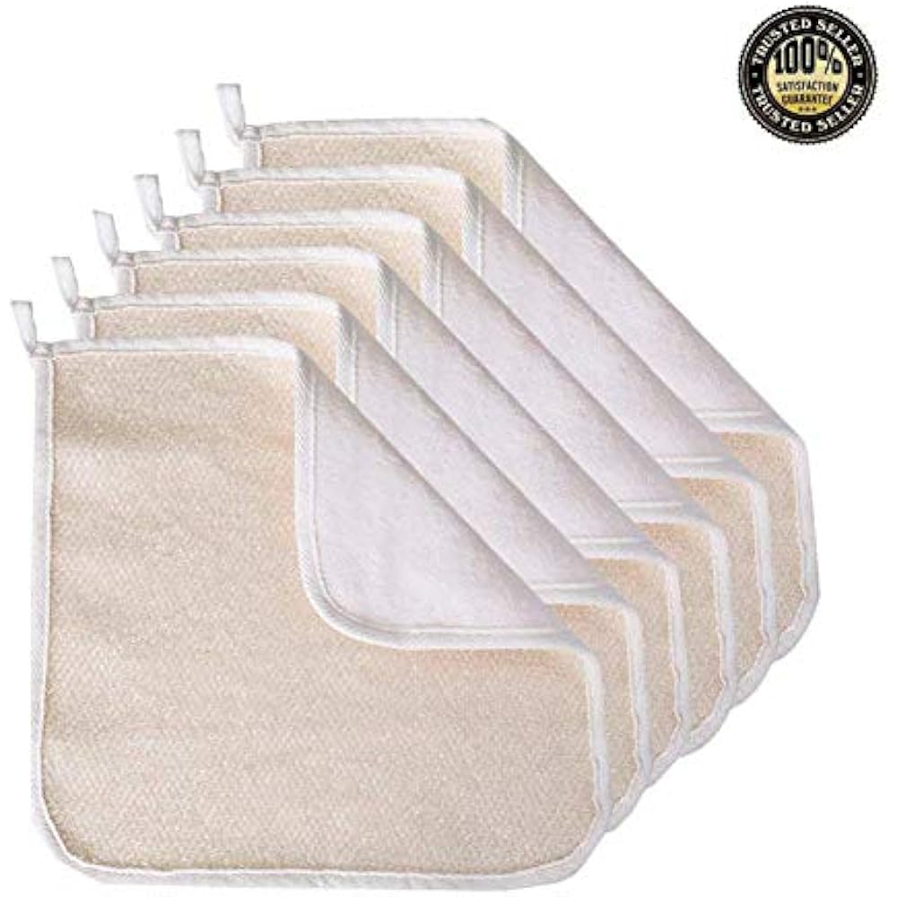 6 Pack Exfoliating Face Body Wash Cloth Towel, SoftWeave Scrub Beauty