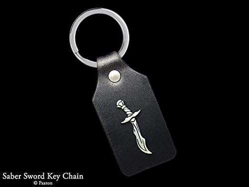 Sterling Silver Fantasy Sword Saber Keychain / Keyring Sterling Silver HummingBird on Genuine Leather Key Fob Handmade by Paxton