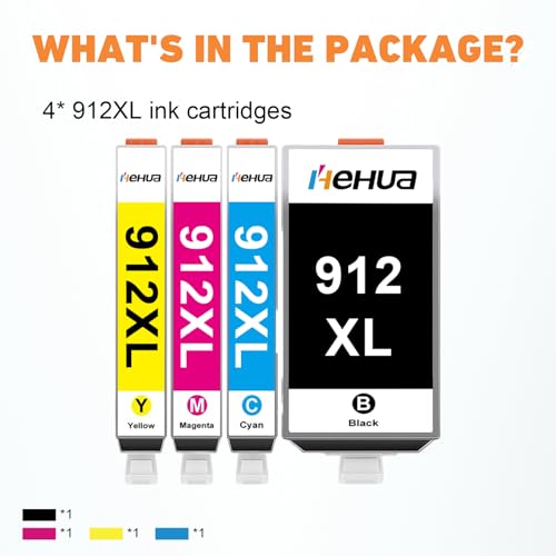 912XL Multipack Compatible pour Les Imprimantes HP 912XL Cartouches d'encre 912 XL Compatible pour Les Imprimantes HP OfficeJet 8022, 8012, 8014, 8015, 8017, OfficeJet Pro 8022, 8023, 8024, 8025 (4PK