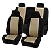 FH Group Car Seat Covers Classic Cloth Seat Covers Full Set with Gift - Universal Fit for Cars Trucks and SUVs (Beige) FB102114