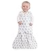 HALO 100% Cotton Muslin Sleepsack Swaddle, 3-Way Adjustable Wearable Blanket, TOG 1.5, Grey Tree Leaf, Small, 3-6 Months