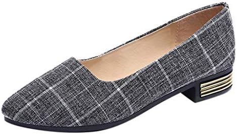 ASTV Loafers for Women, Womens Flats Ladies Plaid Pointed Slip On Canvas Shoes
