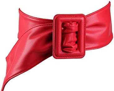 Soft PU Faux Leather Obi Belt Vintage Wide Cinch Waist Belt with Buckle