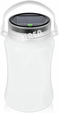 JIAEN Solar IPX7 Waterproof Folding Silicone Water Bottle LED Camping Latern - 100 Lumens with Three Light Levels Including Strobe and SOS Emergency Flash Light (White)