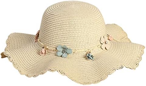 Glennoky 麦わら帽子 ストローハット レディース キャップ 帽子 ハット ビーチキャップ つば広 かわいい 少女 オールシーズン レジャー お出かけ 春夏 小顔効果 花装飾 日よけ 人気ブレゼント 撮影 プレゼント 紫外線対策 お呼ばれ おしゃれ 旅行