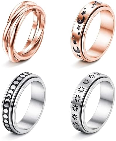 Lirzxin Wedding Ring for Women and Men, Stainless Steel Couple