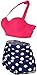 Amourri Womens Retro Vintage Polka Underwire High Waisted Swimsuit Bathing Suits Bikini,US 14-16=Tag Size 4XL,Rose+blue