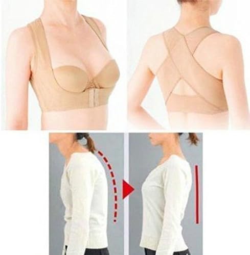 2016 New Style Adjustable Underwear Lady Chest Breast Support Belt Band Posture Corrector Brace Body Sculpting Strap Back Shoulder Vest X Type Pattern Prevent Chest Sagging Outside Enlarge on the Chest for Female/women (XL(85-95CM), Beige)