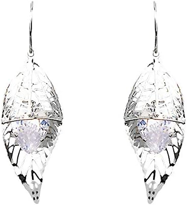 Cubic Zirconia Inside Leaf Drop Earrings