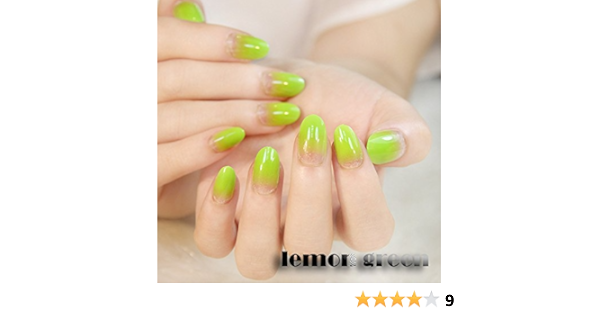 photo Diseños De Uñas Color Verde Limon 24pcs moda estilo candy color grace limon verde cafe rosa rojo morado color azul y beige short false nail tips degradado transparente unas 12 de
