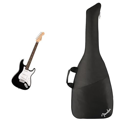 Fender Squier Debut Series Stratocaster Electric Guitar Bundle with Gig  Bag, Black Electric Guitar with Matte Finish and Padded Case with Straps in  - Main Image