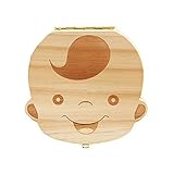 Warmoor Baby Tooth Box, Milk Teeth Wood Case Storage Keepsake Organizer Deciduous Souvenir (boy)