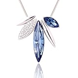 NAWAY Swarovski Elements Crescent Blue Moon Spring Irregular Short Chain Collar Necklace Crystal Marquise Long Pendant Statement Necklace for Women Teen Girls Wedding Party Daily Dressing