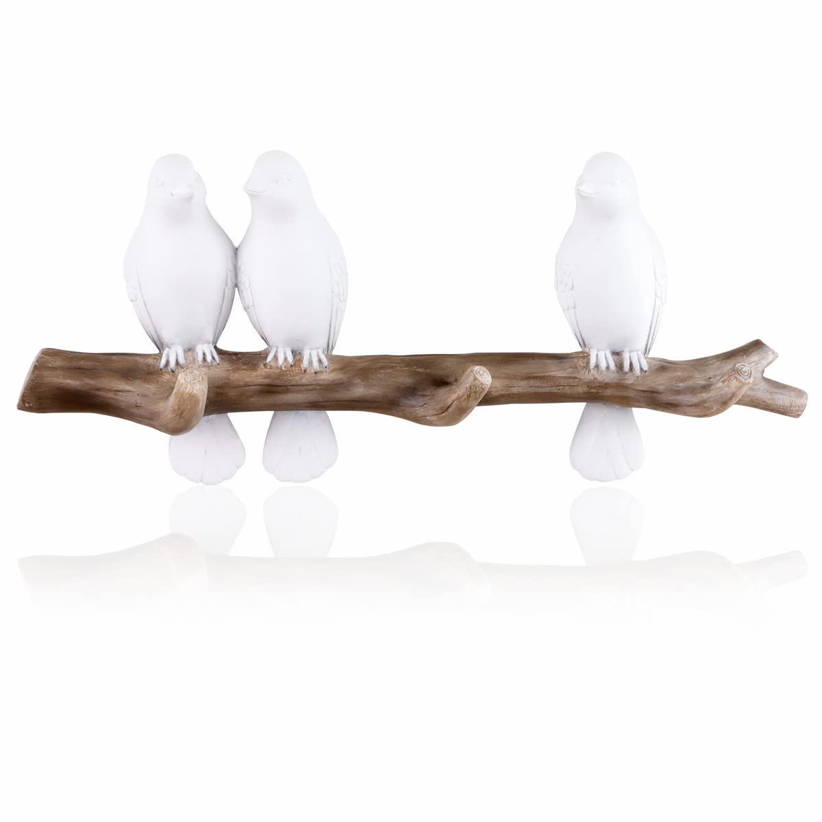 QUMENEY Resin Bird Hooks Creative Coat Hangers Wall Mounted Rack Vintage Wall Hanging Entryway Hanger for Keys Towels Coats Hats (White 3 Birds Hooks)