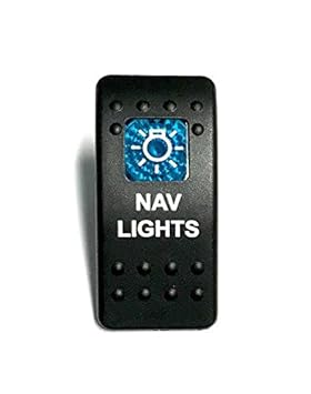 Euro Rocker Switch Cover with Text, Black with Blue Lens. Contura II, Fits Carling, Cole Hersee, Blue seas