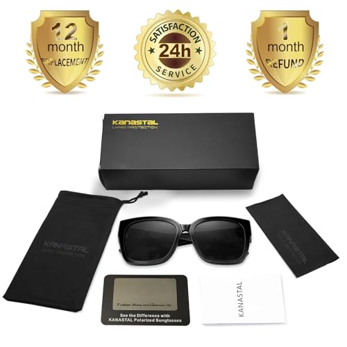 KANASTAL Women's Men's Polarized UV400 Sunglasses Square Over Sunglasses TR90 Fit Over Glasses Sunglasses