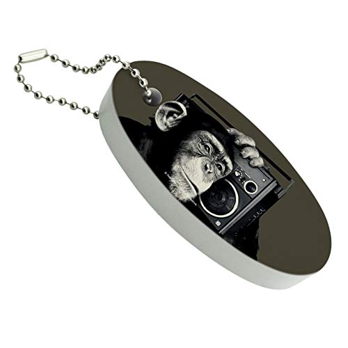 Graphics and More Chimp Monkey Boombox Radio Floating Foam Keychain Fishing Boat Buoy Key Float