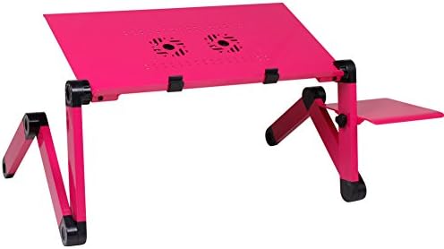 Laptop Table Stand, Sincelee Adjustable Vented Laptop Aluminum Computer Desk Portable Bed Tray Book Stand Folding Lap desk with Mouse Pad (Red)