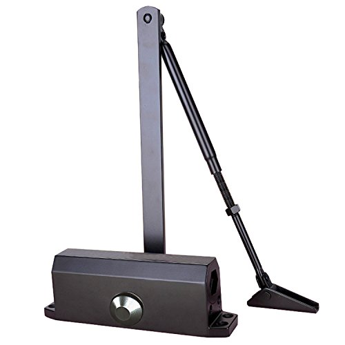 Auto Door Closer- Commercial Grade Adjustable Door Closers with Hydraulic Hinge -Great Heavy Duty Aluminum Self Closing Door for Residential/Commercial Use (Black)