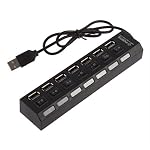 Pgige Universal Black 7 Port USB 2.0 Super High Speed HUB Sharing Switch for Laptop PC Portable Hub Laptop Accessories…