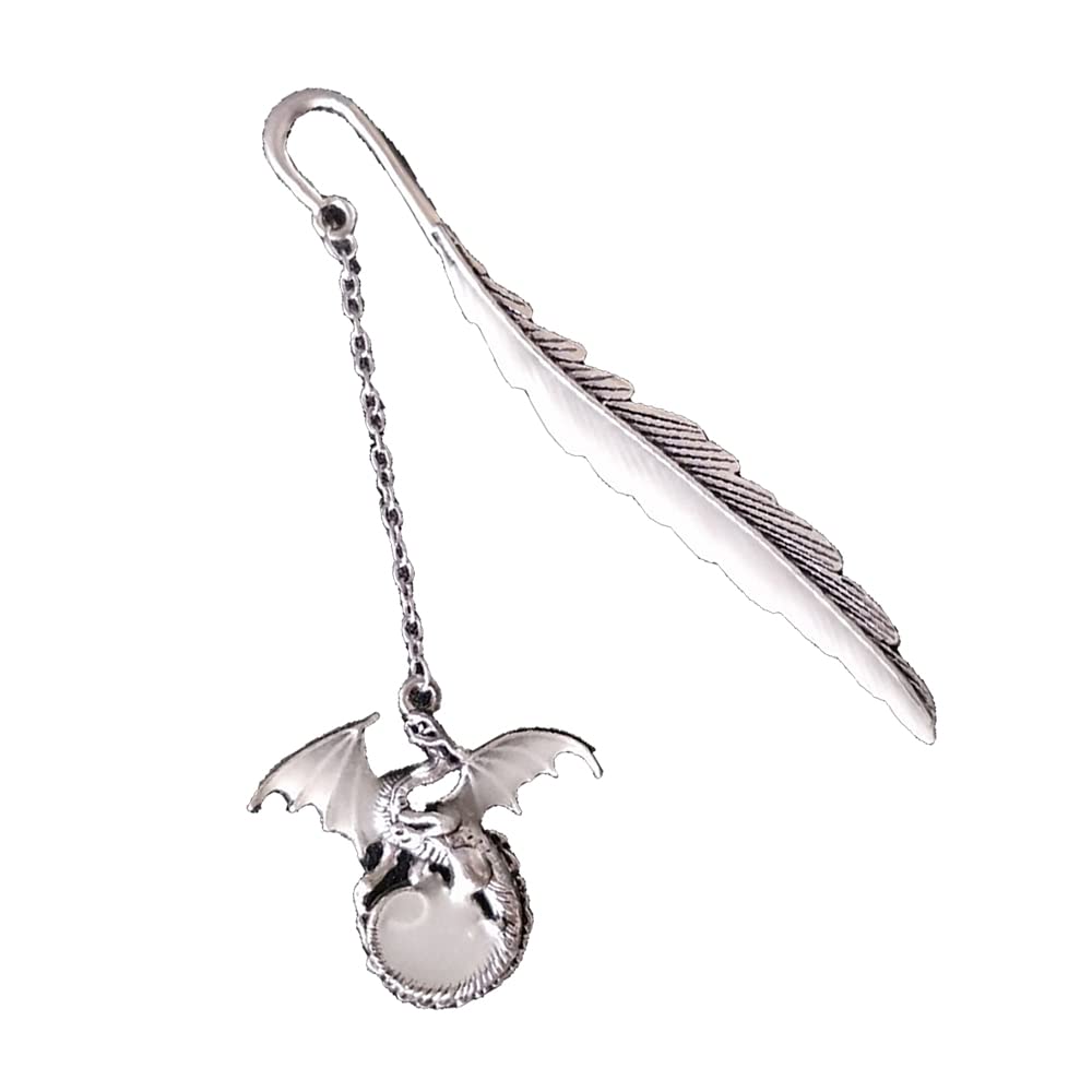 Metal Pterodactyl Bookmark Retro Fluorescent Bookmarks Luminous Feather Metal Book Mark for Book Lovers Kids Students Teachers